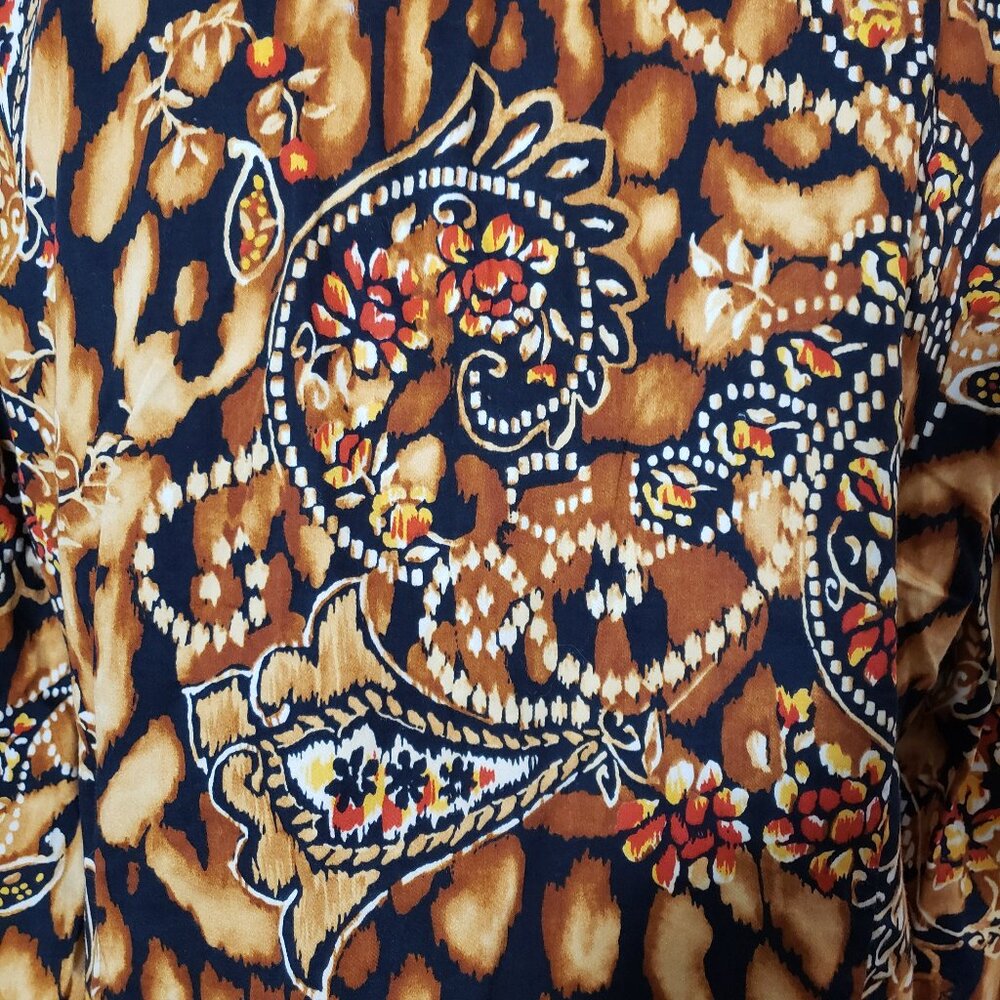 Jones New York Top XL Boho Button Front Tie Front Blouse Cotton - Picture 4 of 9